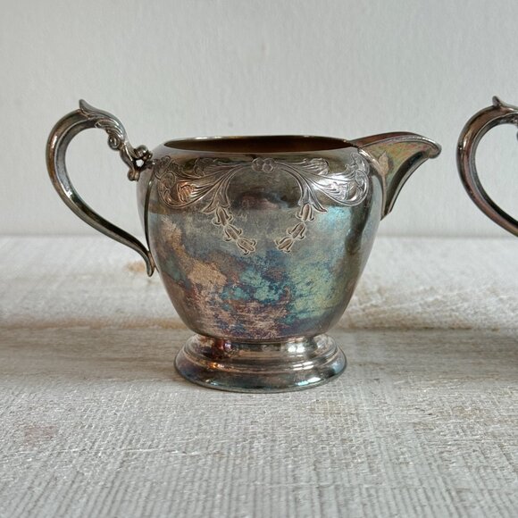 Vintage Victorian Silver Plate E.P.B.M. Sugar and Creamer Set - Picture 3 of 10